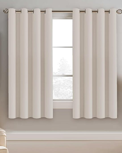 H.VERSAILTEX Blackout Window Curtain Panels Thermal Insulated Room Darkening Solid Grommet Curtains/Drapes for Bedroom Privacy Protection (Set of 2 Panels,52 by 63 Inch Long, Natural)