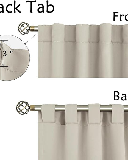 BGment Short Blackout Curtains 30 Inch Length for Small Windows - 34 x 30 inch Curtains Rod Pocket and Back Tab Thermal Insulated Room Darkening Curtains for Kitchen/Cafe Room, 2 Panels, Natural Camel