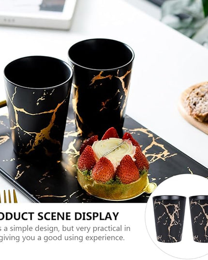 2pcs Ceramic Marbling Cups Nordic Style Black Gold Marble Pattern Drinkware for Coffee Tea Water Porcelain Mugs Elegant Idea