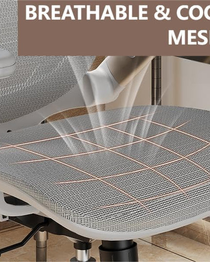 GABRYLLY Ergonomic Office Chair, High Back Home Desk Chair with Headrest, Flip-Up Arms, 90-120° Tilt Lock and Wide Cushion, Big and Tall Mesh Chairs for Man Woman, White Task Chair