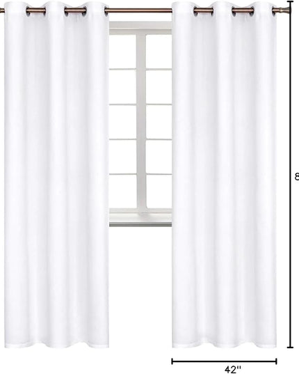 BGment Room Darkening Curtains 84 Inches Long - Grommet Thermal Insulated Drapes Window Treatment Curtains for Bedroom, 2 Panels, 42 x 84 Inch, Pure White