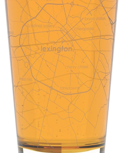 Well Told Engraved Lexington Kentucky Map Pint Glass, Etched Beer Gift (16 oz, Clear) City Map Pint, Custom City Glassware, Gifts For Beer Lovers