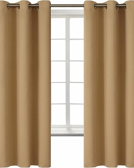 BGment Blackout Curtains for Living Room - Grommet Thermal Insulated Room Darkening Curtains for Bedroom, 2 Panels of 42 x 63 Inch, Khaki