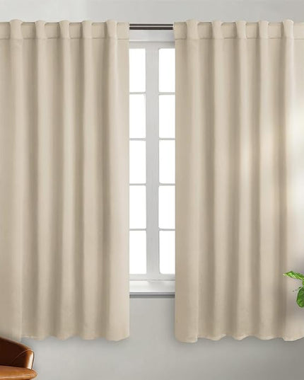 BGment Champagne Blackout Curtains 63 Inch Length for Bedroom - Rod Pocket and Back Tab Thermal Insulated Room Darkening Curtains for Living Room, 2 Window Curtains, 42 x 63 Inch, Champagne