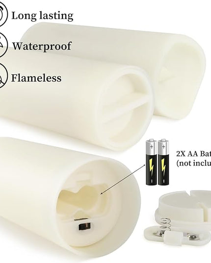 Set of 24 Waterproof Outdoor Flameless Candles, LED Candles with 4 Remote and Timer,(H 4" 5" 6" x D 2.2"),for Christmas,Halloween,Wedding,Festival
