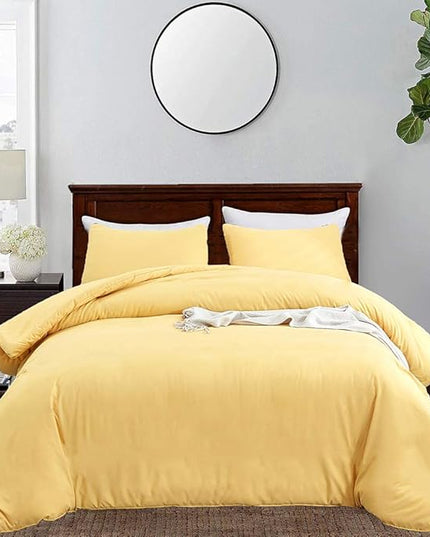 CLOTHKNOW Yellow Twin/Twin XL Comforter Set 3Pcs Light Yellow Bedding Comforter Sets Soft Cozy Bed Comforter Women Men Bedding Sets