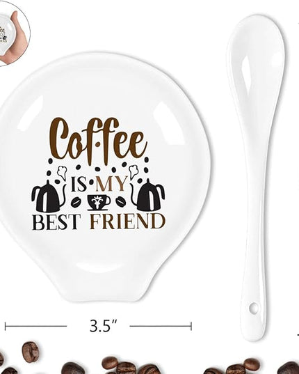 Funny Colour Coffee Spoon Rest-Coffee Ceramic Spoon Holder-Coffee Station Bar Accessories- Coffee is My Best Friend Sig