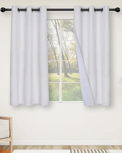 Easy-Going Linen Look Blackout Curtain Grommet Window Curtain Drapes for Bedroom, Living Room Thermal Insulated Room Darkening (2 Panels, 42x63 Inch, White)