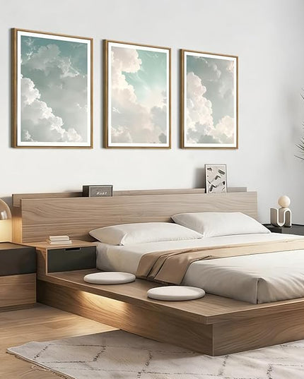 ANHUIB Large Sky Wall Art White Cloud Wall Art Nature Landscape Wall Decor Set of 3 for Living Room Bedroom Dining Room 16x24 Inch