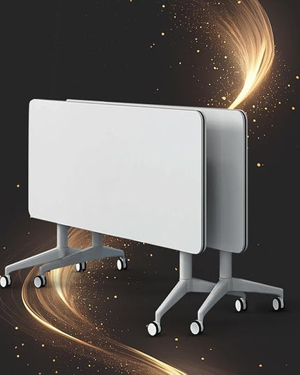 Conference Table, Folding Conference Room Tables, Modern Flip Top Seminar Training Meeting Table with Wheels, Modular Foldable Conference Tables for Home Office Classr (White 2 Pack, 63inch)