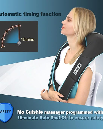 Mo Cuishle Shiatsu Back Shoulder and Neck Massager with Heat, Electric Deep Tissue 4D Kneading Massage, Best Gifts for Women Men Mom Dad, Fathers Day, Mothers Day, Christmas Gifts