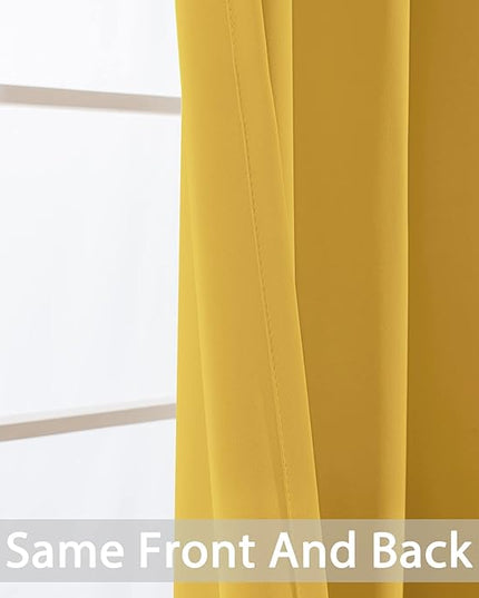 Yakamok Blackout Curtains Room Darkening Thermal Insulated with Grommet Window Curtain for Bedroom, 52x108 inch,Mustard Yellow, 2 Panels