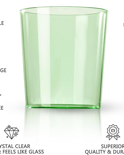 Liacere Plastic Drinking Glasses (Set of 12) 14 oz Green Reusable Plastic Glasses Colors，Kitchen Water Glasses Cup, Bar Tumbler Glassware Set for Beer, Juice, Cocktail, Whiskey, Milk
