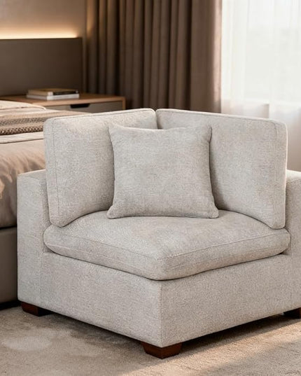 Modern Modular Corner Chair Upholstered Fabric Sofa Seat with Plush Cushions, Durable Frame, Neutral Color, Living Room & Lounge Furniture