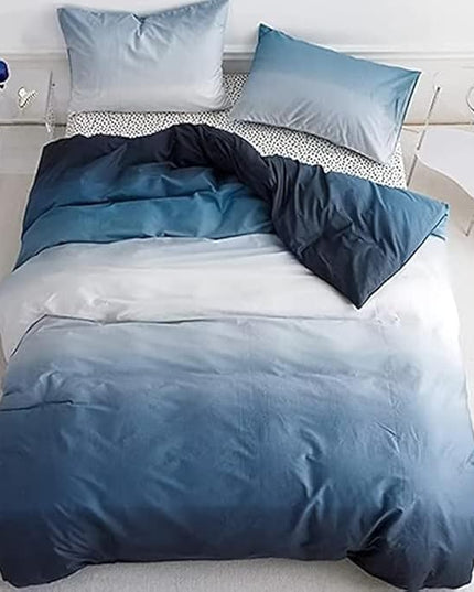 Houseri White and Blue Comforter Set California King Gradient Blue Comforter Bedding Sets Cal King Size, Cal King(96''x104''-Comforter)