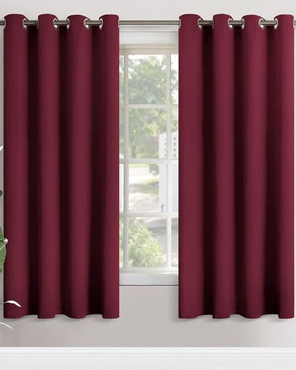 YoungsTex Burgundy Blackout Curtains for Living Room 72 Inch Length - Thermal Insulated with Grommet Room Darkening Drapes for Bedroom Dining Light Blocking, 2 Panels, 52 x 72 Inch