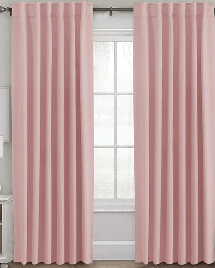 H.VERSAILTEX Blackout Curtains Thermal Insulated Window Treatment Panels Room Darkening Blackout Drapes for Living Room Back Tab/Rod Pocket Bedroom Draperies (2 Panels, Baby Pink, 52 x 84 Inch)