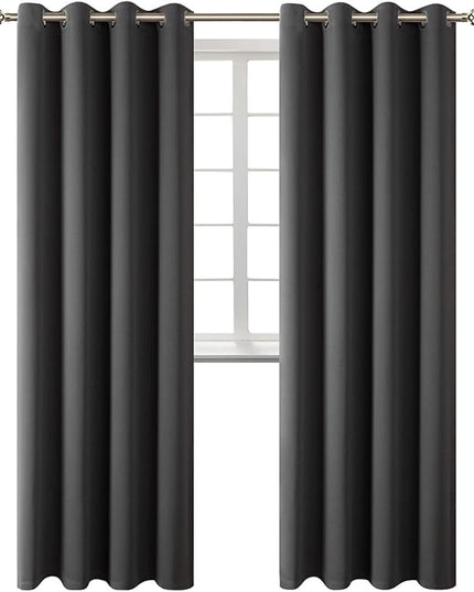 BGment Blackout Curtains - Grommet Thermal Insulated Room Darkening Bedroom and Living Room Curtains, Set of 2 Panels (52 x 108 Inch, Dark Grey)