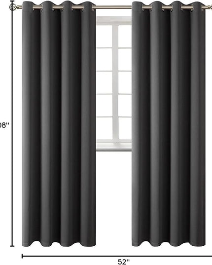 BGment Blackout Curtains - Grommet Thermal Insulated Room Darkening Bedroom and Living Room Curtains, Set of 2 Panels (52 x 108 Inch, Dark Grey)