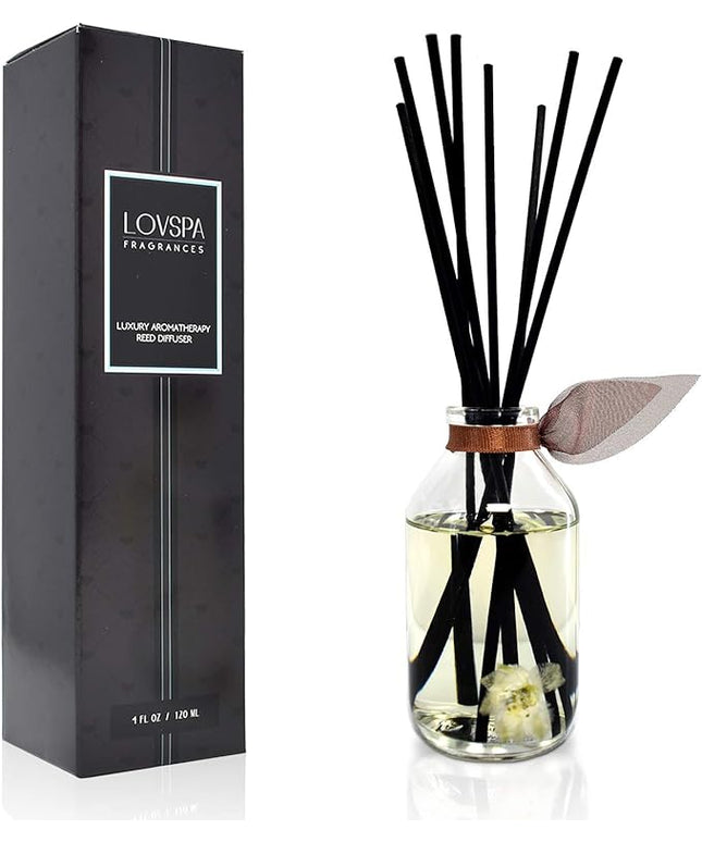 LOVSPA Reed Diffuser Set, Baltic Amber Scented Oil Diffuser with Sticks, Home Fragrance Accessories for Bathroom Shelf Decor, Aroma Diffusers for Home or Office Fall Decor, USA Made