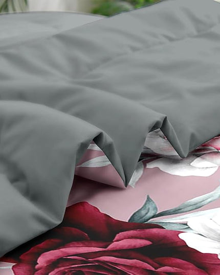 Comforter Set Full Size, Rose Leaves 7 Pcs Bedding for Kids and Adults, Painting Floral Vintage Bed Sheet Sets with Fitted Sheet 2 Pillowcases & 2 Shams for Bedroom Bed Decor