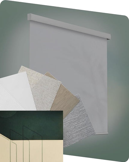 Yoolax Motorized Blinds with Remote, Light Filtering Remote Shades for Windows, Automatic Roller Shades Cordless Electric Blinds, Light Filtering Fabric Samples (Multicolor)
