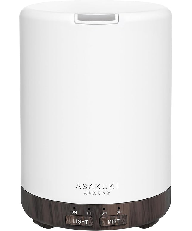 ASAKUKI 300ML Essential Oil Diffuser, Quiet 5-in-1 Premium Humidifier, Home Fragrance Aroma Diffuser with 7 LED Color Changing Light and Auto-Off Switch -Dark Brown
