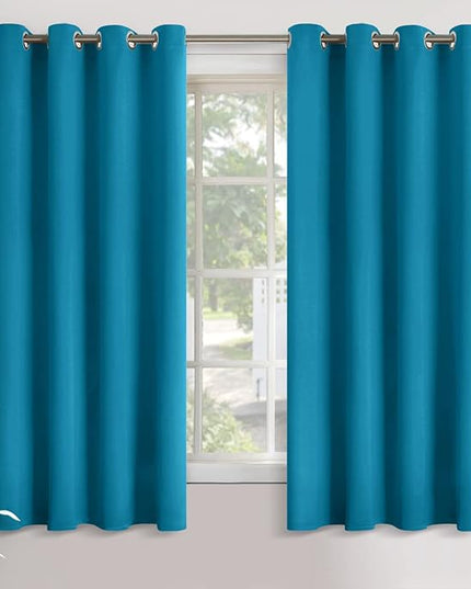 YoungsTex Teal Blue Blackout Curtains for Bedroom 63 Inch Length - Thermal Insulated Drapes with Grommet Room Darkening Privacy for Living Room, 2 Panels, 52 x 63 Inch
