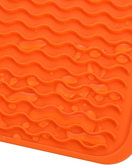 Silicone Dish Drying Mat for Multiple Usage,Easy clean,Eco-friendly,Heat-resistant Silicone Mat for Kitchen Counter or Sink,Refrigerator or Drawer liner Orange M 12 inches x 12 inches
