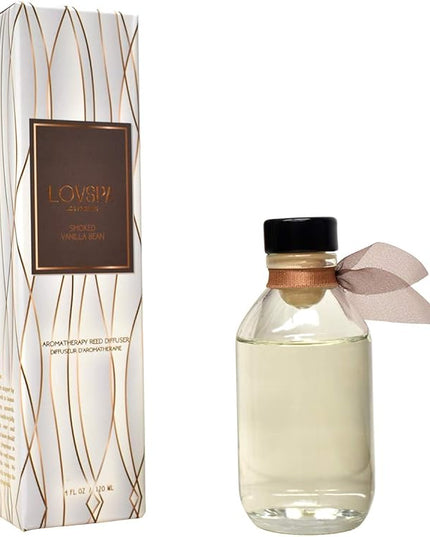 LOVSPA Reed Diffuser Set, Smoked Vanilla Scented Oil Diffuser with Sticks, Home Fragrance Accessories for Bathroom Shelf Decor, Aroma Diffusers for Home or Office Fall Decor, USA Made