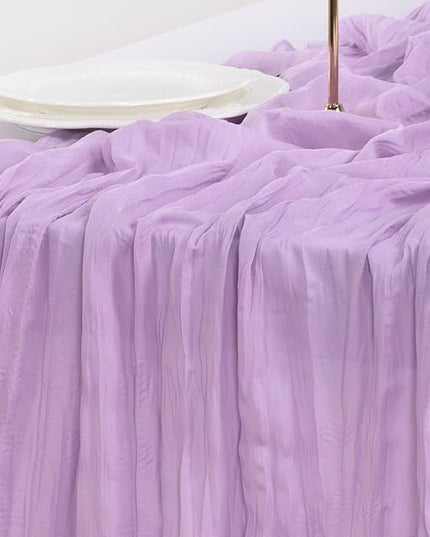 Socomi 3pcs Lilac Purple Lavender Cheesecloth Table Runner Christmas Boho Rustic Gauze 120 inch 10FT Cheese Cloth Runner for Wedding Party Baby Shower Birthday Home Decor Holiday Decorations
