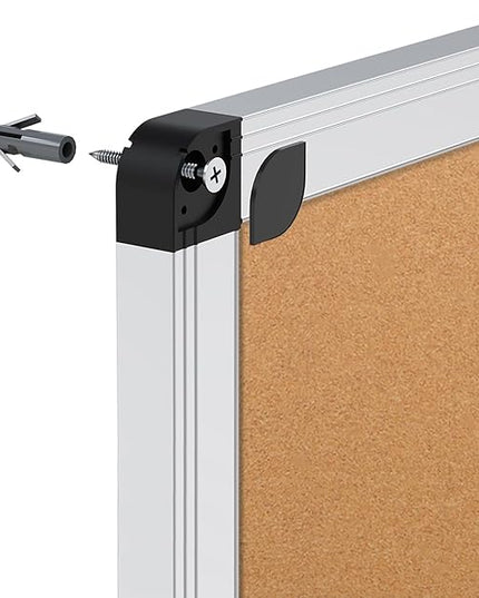 VIZ-PRO Large Cork Bulletin Board, 96 X 48 Inches, Wall-Mounted Corkboard with Silver Aluminium Frame for School, Office, and Home 8' X 4'
