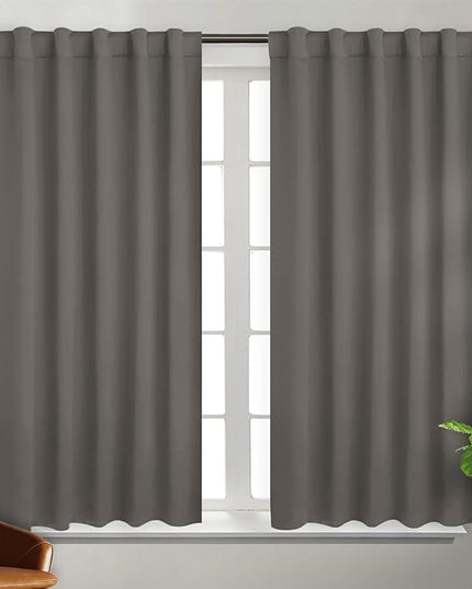 BGment Blackout Curtains 54 Inches Long for Bedroom - Thermal Insulated Room Darkening Noise Reducing Rod Pocket and Back Tab Treatment Window Solid Drapes for Bathroom, 2 Panels, 42 x 54 Inch, Grey