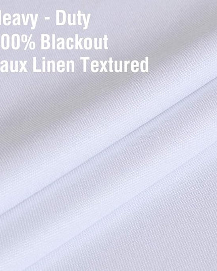 H.VERSAILTEX 100% Blackout Curtains for Bedroom 108 Inches Long Grommet Linen Face Full Light Blocking Curtain Drapes for Living Room Thermal Insulated Linen Look Curtains 2 Panels Set, Bright White