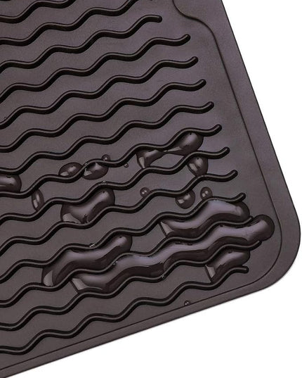 Silicone Dish Drying Mat for Multiple Usage,Easy clean,Eco-friendly,Heat-resistant Silicone Mat for Kitchen Counter or Sink,Refrigerator or drawer liner Coffee L 16 inches x 12 inches