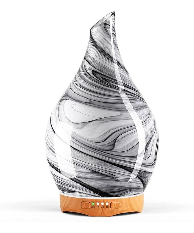 Porseme 280ml Essential Oil Diffuser Glass Color Changing Aroma Air Diffusers Aromatherapy Ultrasonic Cool Mist Humidifier 7 Running Hours Waterless Auto-Off for Sleeping, Yoga, Office, Spa (Ink)