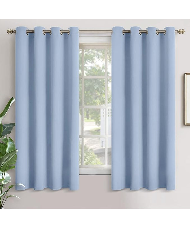 YoungsTex Baby Blue Room Darkening Curtains for Bedroom 63 Inch Long - Thermal Insulated Window Drapes with Grommet Blackout Privacy for Kids Boy Room Living Nursery, 2 Panels, 52 x 63 Inch