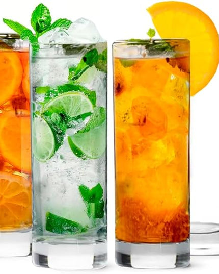 LEMONSODA Premium Highball Glass Set - Elegant Tom Collins Glasses Set of 6-12oz Tall Drinking Water Glasses - Bar Glassware for Mojito, Whiskey, Cocktail