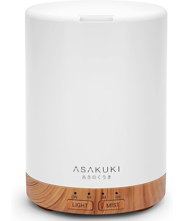 ASAKUKI 300ML Essential Oil Diffuser, Quiet 5-in-1 Premium Humidifier, Home Fragrance Aroma Diffuser with 7 LED Color Changing Light and Auto-Off Switch -Light Brown