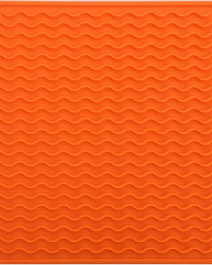 Silicone Dish Drying Mat for Multiple Usage,Easy clean,Eco-friendly,Heat-resistant Silicone Mat for Kitchen Counter or Sink,Refrigerator or Drawer liner Orange M 12 inches x 12 inches