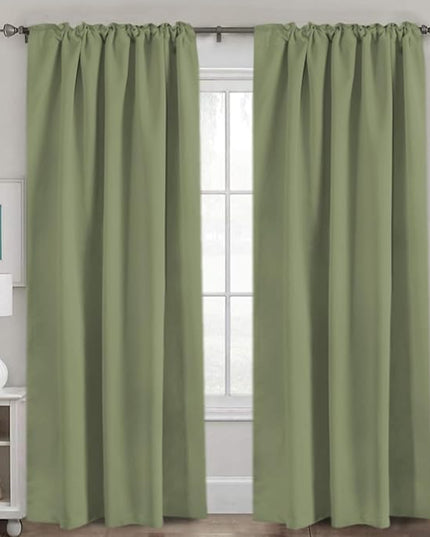 H.VERSAILTEX Blackout Curtains for Living Room Thermal Insulated Window Treatment Panels Room Darkening Blackout Drapes Back Tab/Rod Pocket Bedroom Draperies, 52 x 84 Inch, Sage, 2 Panels