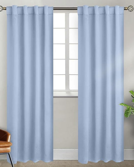 BGment Spa Blue Blackout Curtains 84 Inch Length 2 Panels for Bedroom - Rod Pocket and Back Tab Blackout Curtains Thermal Insulated Room Darkening Curtains for Living Room, (38 x 84 Inch, Spa Blue)