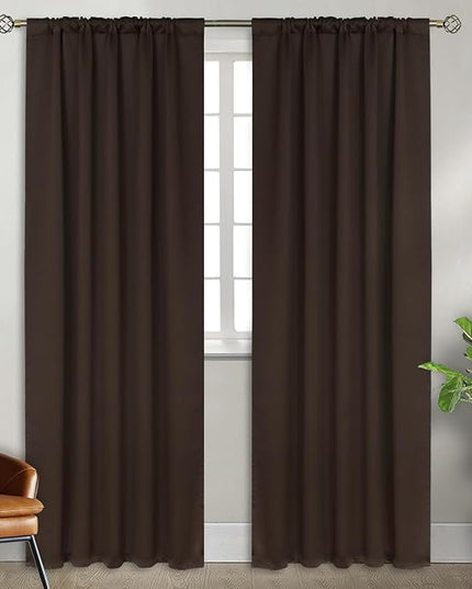 BGment Brown Curtains 84 Inch Length 2 Panels Set for Bedroom - Rod Pocket and Back Tab Blackout Curtains Thermal Insulated Room Darkening Curtains for Living Room, (38 x 84 Inch, Brown)