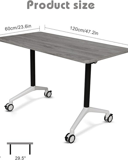 Conference Room Table with Flip-Top Design for Dynamic Meetings, Business Table Computer Desk with Heavy-Duty Frame,Foldable Seminar Meeting Tables for Home Office (2, B, 47.2IN)