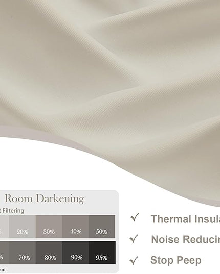 Gwine Natural Light Filtering Curtains for Bedroom 96 Inch Length, Room Darkening Energy Saving Black Out Curtains for Living Room, Window Treatment Drapes with Rod Pocket, Each 40" Wx96 L, 2PCS
