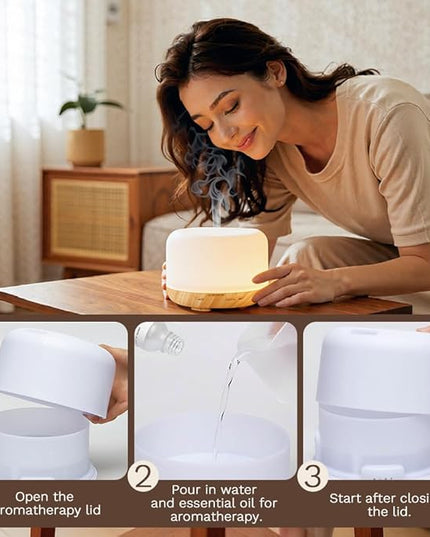 Essential Oil Diffuser 500ml,Aromatherapy Diffuser with 7 LED Lights,Quiet Air Humidifier 4-in-1 with Timer & Auto-Off,Compact Scent Diffuser for Bedroom,Yoga,SPA,Baby Room(Portable Model)
