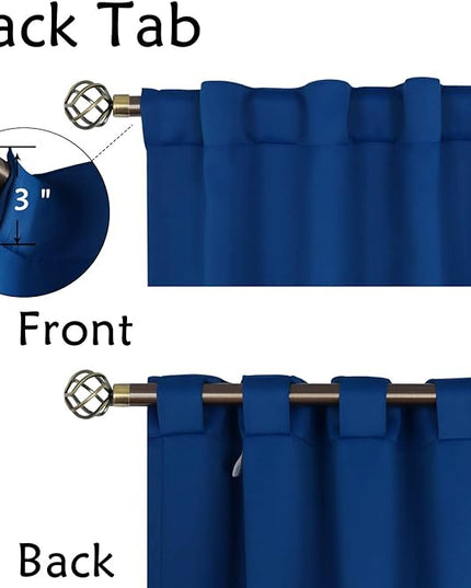 BGment Rod Pocket and Back Tab Blackout Curtains for Bedroom - Thermal Insulated Room Darkening Curtains for Living Room, 2 Window Curtain Panels (52 x 72 Inch, Classic Blue)