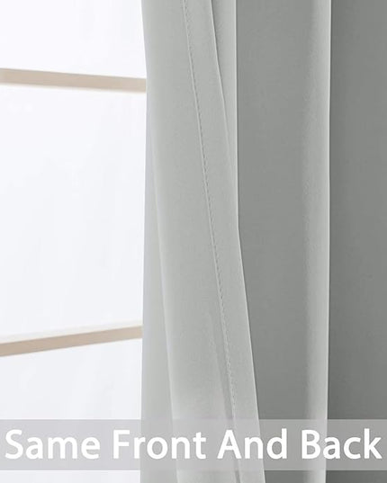 Yakamok Blackout Curtains Room Darkening Thermal Insulated Window Panels,Solid Grommet Top Drapes for Bedroom/Living Room(52Wx90L, Light Grey, 2 Panels)