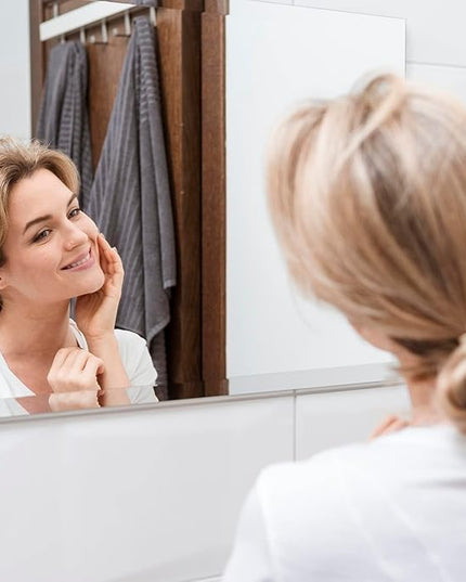 Mirrorons Beveled Mirror, Bathroom Mirrors 48" x 30", Frameless Rectangle Bathroom Mirror with Beveled Edge, Hangs Horizontally or Vertically. Upgraded Shatterproof Mirror