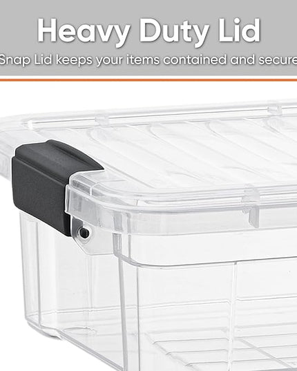 Superio Clear Storage Boxes with Lids, 1.27 Quart Plastic Container Bins for Organizing, Stackable Crates, BPA Free, Non Toxic, Odor Free, Organizers for Home, Office and Dorm, 4 Pack